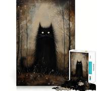 Puzzle misterioso del gatto nero per adulti, 1000 pezzi, gioco per la concentrazione e il relax, bordi netti, Babbo Natale, scegli il tuo desiderio (50x75cm)