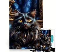 Puzzle misterioso del gatto nero per ragazzi, 1000 pezzi, gioco di logica, divertente e rilassante, opera d'arte da collezione (38x26cm)