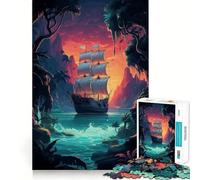 Puzzle misterioso di una nave pirata per adulti, 1000 pezzi, gioco di intelligenza, divertimento rilassante, taglio preciso, lista dei desideri di Babbo Natale (50x75cm)
