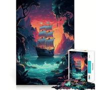 Puzzle misterioso di una nave pirata per adulti, 1000 pezzi, gioco di logica e rilassante, decorazione murale di alta qualità (38x26cm)