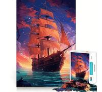 Puzzle misterioso di una nave pirata per adulti, 1000 pezzi, gioco per la concentrazione e il relax, con bordi netti, perfetto per creare un desiderio di Babbo Natale (38x52cm)