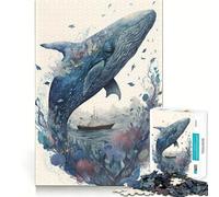 Puzzle mistico a forma di balena,1000 pezzi,gioco di concentrazione mentale,design a incastro preciso,sfida interattiva per il cervello,per la casa (38x26cm)