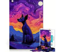 Puzzle mistico con cane, colorato e notturno, per ragazzi, 1000 pezzi, per migliorare la memoria, calmare e rilassare, design classico da assemblare, regalo (38x26cm)
