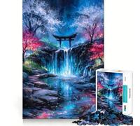 Puzzle mistico con cascata e porta Torii per ragazzi, 1000 pezzi, per rafforzare la memoria, alleviare la tensione, bordi lisci, sorpresa di Natale (38x52cm)