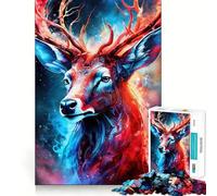 Puzzle mistico con cervo al neon per adulti, 1000 pezzi, gioco di logica, divertimento rilassante, taglio preciso, lista dei desideri di Babbo Natale (50x75cm)