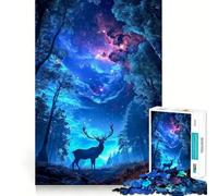 Puzzle mistico con cervo nella foresta per adulti, 1000 pezzi, gioco di logica, divertimento rilassante, taglio preciso, lista dei desideri di Babbo Natale (38x52cm)