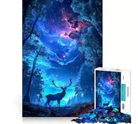 Puzzle mistico con cervo nella foresta per ragazzi, 1000 pezzi, rafforza la memoria, allevia la tensione, bordi lisci, sorpresa di Natale (38x26cm)