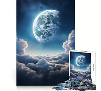Puzzle mistico con cielo illuminato dalla luna per adulti, 1000 pezzi, gioco per la concentrazione e il relax, bordi netti, Babbo Natale, scegli il tuo desiderio (50x75cm)