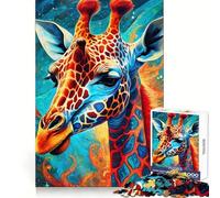 Puzzle mistico con giraffa al neon per ragazzi, 1000 pezzi, rafforza la memoria, allevia la tensione, bordi lisci, sorpresa natalizia (50x75cm)