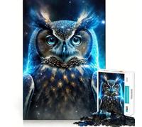 Puzzle mistico con gufo nella nebulosa per adulti, 1000 pezzi, gioco intellettuale, divertimento rilassante, taglio preciso, lista dei desideri di Babbo Natale (38x52cm)