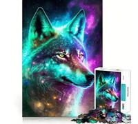 Puzzle mistico con lupo e nebulosa per ragazzi, 1000 pezzi, rafforza la memoria, allevia la tensione, bordi lisci, sorpresa di Natale (38x52cm)
