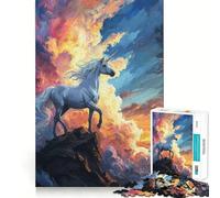 Puzzle mistico con unicorno al tramonto per adulti, 1000 pezzi, gioco per allenare la mente, divertimento in casa, taglio di precisione, regalo per le vacanze (38x26cm)