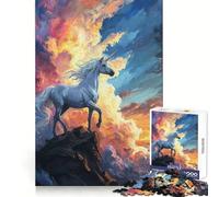 Puzzle mistico con unicorno al tramonto per adulti, 1000 pezzi, gioco per allenare la mente, divertimento in casa, taglio di precisione, regalo per le vacanze (38x26cm)