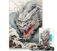Puzzle mistico del drago giapponese per ragazzi, 1000 pezzi, gioco di logica stimolante, divertimento condiviso, bordi trasparenti, regalo perfetto (50x75cm)