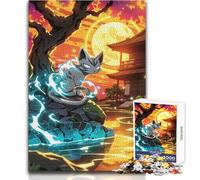 Puzzle mistico del gatto nel giardino giapponese per adolescenti, 1000 pezzi, divertente ed educativo, risoluzione dei problemi, meravigliosa opzione regalo premurosa, dimensioni 38x26cm