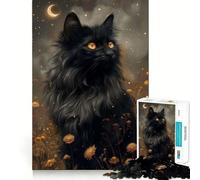 Puzzle mistico del gatto nero e della luna per ragazzi, 1000 pezzi, stimola la memoria, rilassante, divertente, da assemblare, (50x75cm)