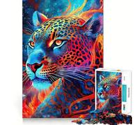 Puzzle mistico del giaguaro al neon per adulti, 1000 pezzi, gioco per la concentrazione e il relax, bordi netti, Babbo Natale, scegli il tuo desiderio (38x26cm)