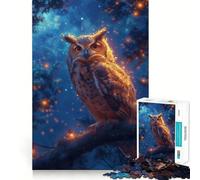 Puzzle mistico del gufo al neon da 1000 pezzi per adulti e ragazzi, rompicapo rilassante, arte da assemblare, regalo premuroso (50x75cm)