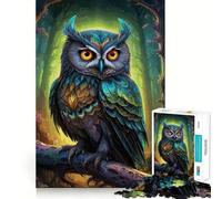 Puzzle mistico del gufo da 1000 pezzi per adulti, gioco di concentrazione e divertimento silenzioso con bordi netti, ideale come regalo di Babbo Natale (38x26cm)