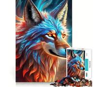 Puzzle mistico del lupo al neon da 1000 pezzi per adolescenti, gioco di intelletto, momento di condivisione, taglio di qualità, regalo memorabile (38x26cm)
