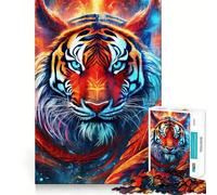 Puzzle mistico del lupo al neon da 1000 pezzi per adulti e ragazzi, gioco di logica, relax, taglio di precisione, (38x26cm)