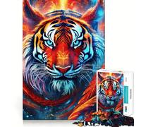 Puzzle mistico del lupo al neon da 1000 pezzi per adulti e ragazzi, gioco di logica, relax, taglio di precisione, (50x75cm)