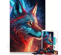 Puzzle mistico del lupo al neon per adolescenti, 1000 pezzi, rompicapo, antistress, taglio premium, (50x75cm)