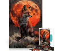 Puzzle mistico del lupo arancione per adulti, 1000 pezzi, gioco di logica stimolante, rilassante, con bordi trasparenti, regalo artistico (38x26cm)