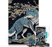 Puzzle mistico del lupo giapponese da 1000 pezzi per adolescenti, stimola la memoria, antistress, con bordi precisi, decorazione da parete (38x52cm)