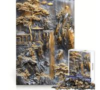 Puzzle mistico del tempio zen dorato per adulti, 1000 pezzi, gioco intellettuale, divertimento rilassante, taglio preciso, lista dei desideri di Babbo Natale (38x26cm)