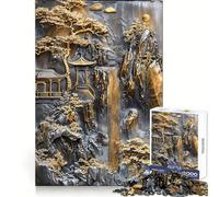 Puzzle mistico del tempio zen dorato per ragazzi, 1000 pezzi, gioco di logica fine, morbido, rilassante, bordi puliti, regalo di alta qualità (50x75cm)