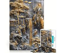 Puzzle mistico del tempio zen dorato per ragazzi, 1000 pezzi, gioco di logica fine, morbido, rilassante, bordi puliti, regalo di alta qualità (50x75cm)