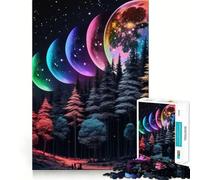 Puzzle mistico della foresta lunare arcobaleno da 1000 pezzi per adolescenti, ideale per rafforzare la memoria, perfetto per il tempo libero a casa, con bordi puliti e un regalo prezioso (50x75cm)