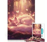 Puzzle mistico della volpe bianca per ragazzi, 1000 pezzi, gioco di logica fine, morbido, rilassante, bordi puliti, regalo di alta qualità (50x75cm)