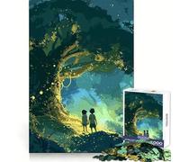 Puzzle mistico dell'albero per adulti, 1000 pezzi, gioco per la concentrazione e il relax, bordi netti, Babbo Natale, scegli il tuo desiderio (50x75cm)