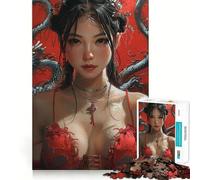 Puzzle mistico Drago e Fanciulla per adolescenti, 1000 pezzi, per migliorare la memoria, calma e relax, design, assemblaggio, regalo classico (38x52cm)