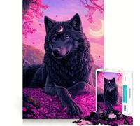 Puzzle mistico Lupo Mezzaluna da 1000 pezzi per adolescenti, stimola la memoria, antistress, con bordi precisi, decorazione da parete (38x52cm)