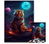 Puzzle mistico "Tigre su Marte" da 1000 pezzi per adulti, in cartone, perfetto per Halloween, Natale e regalo di compleanno, 26X38CM/10,23x14,96 pollici.