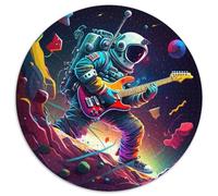Puzzle mit 1000 Teilen, Astronaut spielt Gitarre, runde Puzzles für 1000 Teile, perfektes Weihnachtsgeschenk für Weihnachten, Halloween, Ostern, Neujahr, 1000 Teile (67,5x67,5cm)