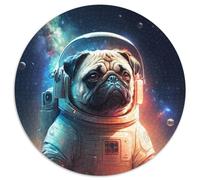 Puzzle mit 1000 Teilen, Astronauten-Weltraum-Mops, rund, Puzzle mit 1000 Teilen für Erwachsene, perfekt für Familienspaß, Partyspiele, Gastgeschenke für Geburtstagsfeiern, 1000 Stück (67,5x67,5cm)