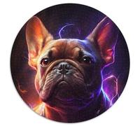 Puzzle mit 1000 Teilen, bunte Bulldogge, rundes Puzzle für Erwachsene, 1000 Teile, perfekt für Teenager und Sammler, ideale Heimdekoration und Reisegeschenk, 1000 Teile (67,5x67,5cm)