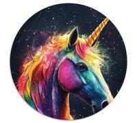Puzzle mit 1000 Teilen, buntes Einhorn, runde Puzzles für 1000 Teile, perfektes Weihnachtsgeschenk für Weihnachten, Halloween, Ostern, Neujahr, 1000 Teile (67,5x67,5cm)