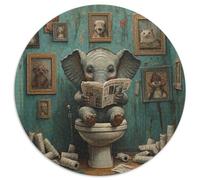 Puzzle mit 1000 Teilen, Elefant geht auf die Toilette, 1000-teiliges rundes Puzzle für Erwachsene, perfekt für Teenager und Sammler, ideale Heimdekoration und Reisegeschenk, 1000 Teile (67,5x67,5cm)