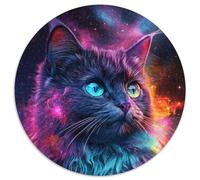 Puzzle mit 1000 Teilen für Erwachsene, Galaxy Cat, runde Puzzles für 1000-teilige Familienspieleabende, Heimdekoration und Gehirntrainingsgeschenk, 1000 Teile (67,5x67,5cm)