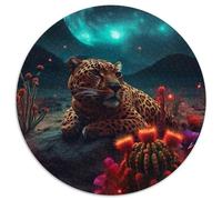 Puzzle mit 1000 Teilen für Erwachsene,Jaguar auf dem Mars,1000-teiliges rundes Puzzle für Erwachsene,Entspannung und Herausforderung,farbenfrohe Kunst zur Heimdekoration,ideales Geschenk für Freunde