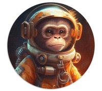 Puzzle mit 1000 Teilen für Erwachsene, Weltraum-Astronauten-Affe, rund, Papppuzzle für Familienspaß, perfekt für Feiertage, interaktive Spieleabende, 1000 Teile (67,5x67,5cm)