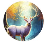 Puzzle mit 1000 Teilen, Hirsch im Wald, 1000-teiliges rundes Puzzle für Erwachsene, perfekt für Teenager und Sammler, ideale Heimdekoration und Reisegeschenk, 1000 Teile (67,5x67,5cm)