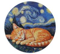 Puzzle mit 1000 Teilen, Orange Cat Night Sky, rundes 1000-teiliges Puzzle für Feiertage, Geburtstage und Familienspieleabende, 1000 Teile (67,5x67,5cm)