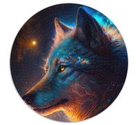 Puzzle mit 1000 Teilen,Space Wolf,rund,Puzzle mit 1000 Teilen für Erwachsene,zum Entspannen und Herausfordern,farbenfrohe Kunst zur Heimdekoration,ideales Geschenk für Freunde,1000 Teile (67,5x67,5cm)