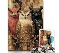 Puzzle mit drei Eulen, 1000 Teile, für Erwachsene und Jugendliche, hilft dem Gehirn, süchtig machendes Spielzeug zu trainieren und Geduld zu fördern, tolles Geschenk, 38x26cm